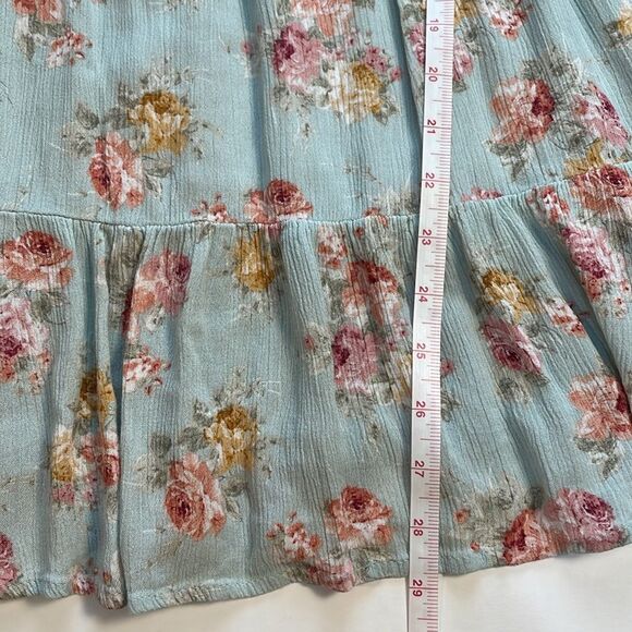 Becool Peasant Babydoll Smocked Mini Dress Puff Sleeves Spring Easter Floral S - Picture 14 of 16